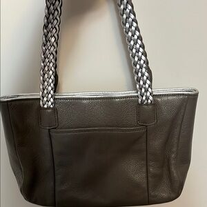 Elegant Gray Leather Tote Bag